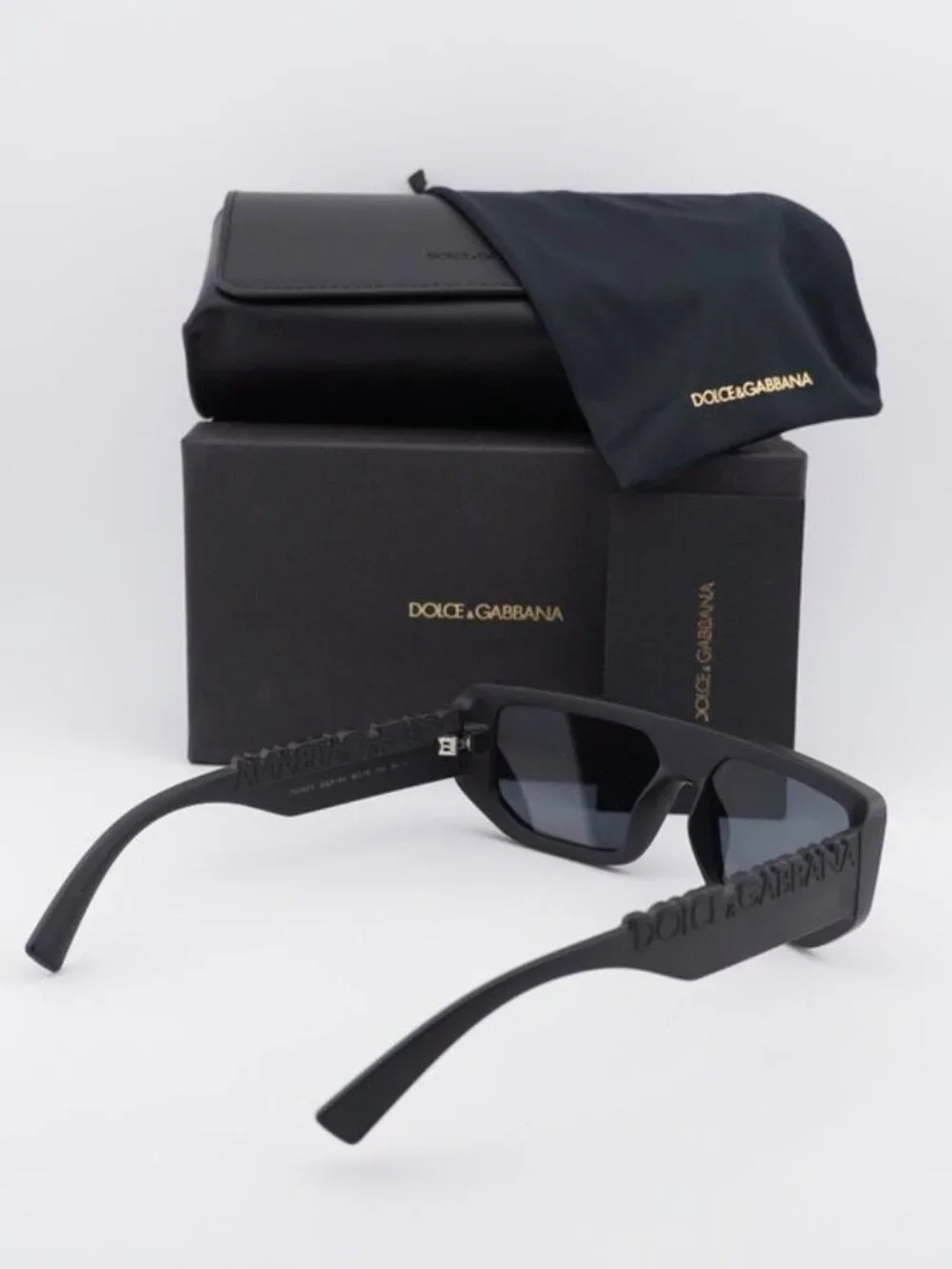 Dolce & Gabbana DG6203 25256G Rectangle Sunglasses - Black / Grey